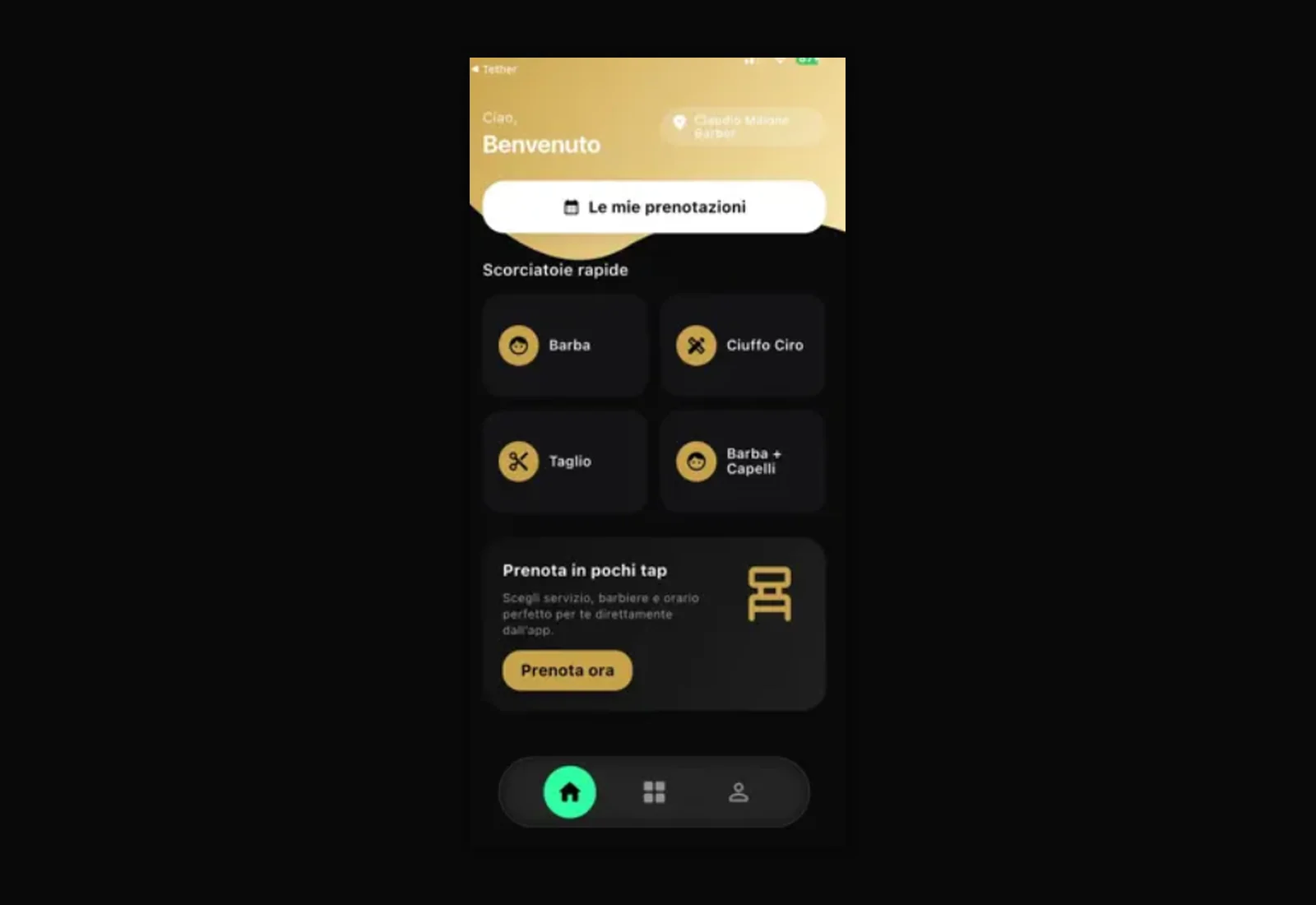 Applicazione mobile Claudio Maione con servizi rapidi e prenotazioni del salone